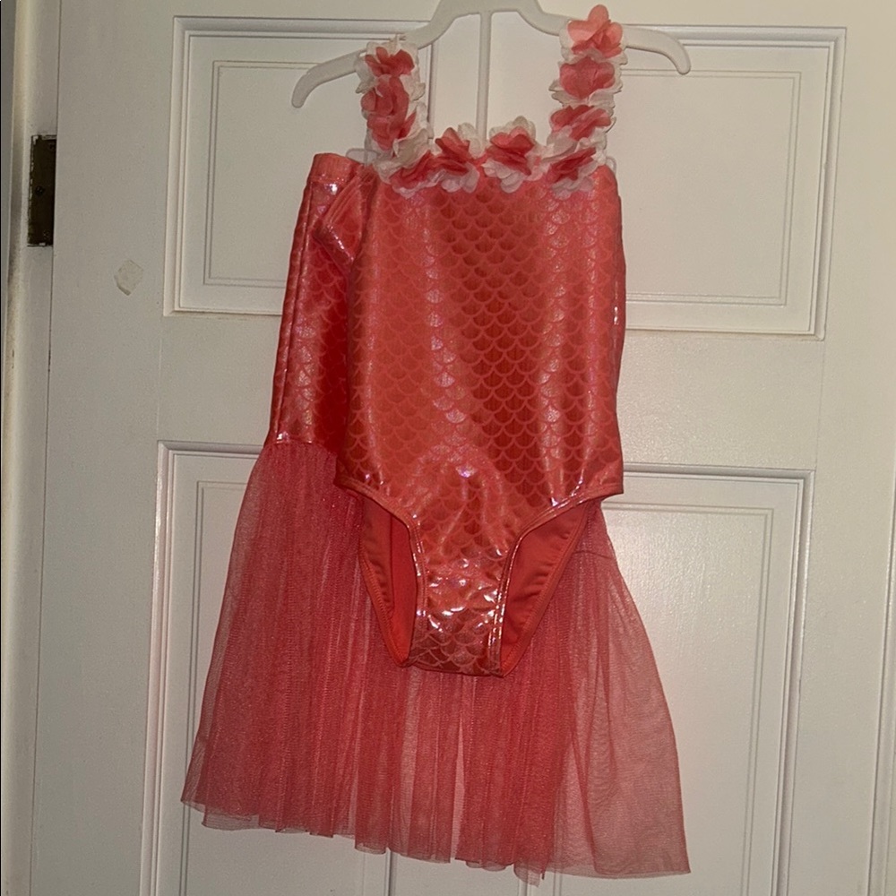 NWT Kids Coral Mermaid matching two piece bathing suit set size 6